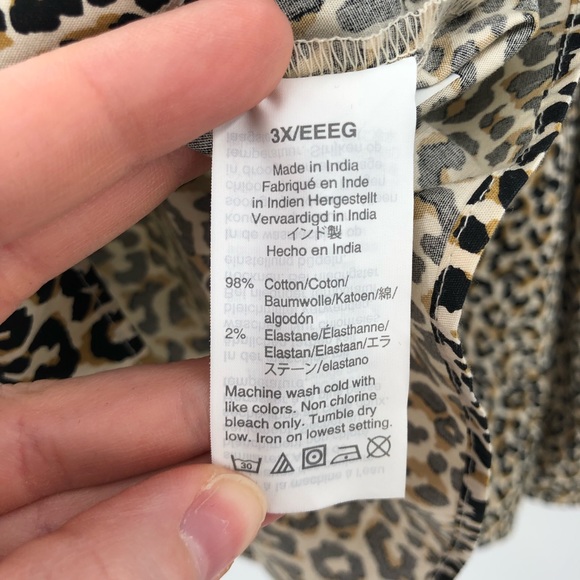 J.CREW Leopard Puff Sleeve Top Stretch Cotton Poplin Animal Print Plus Size 3X - Picture 7 of 8